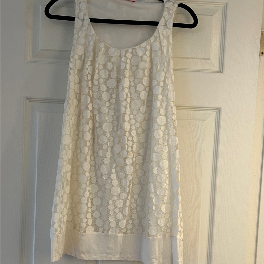 White Sleeveless Lace Overlay Dress
